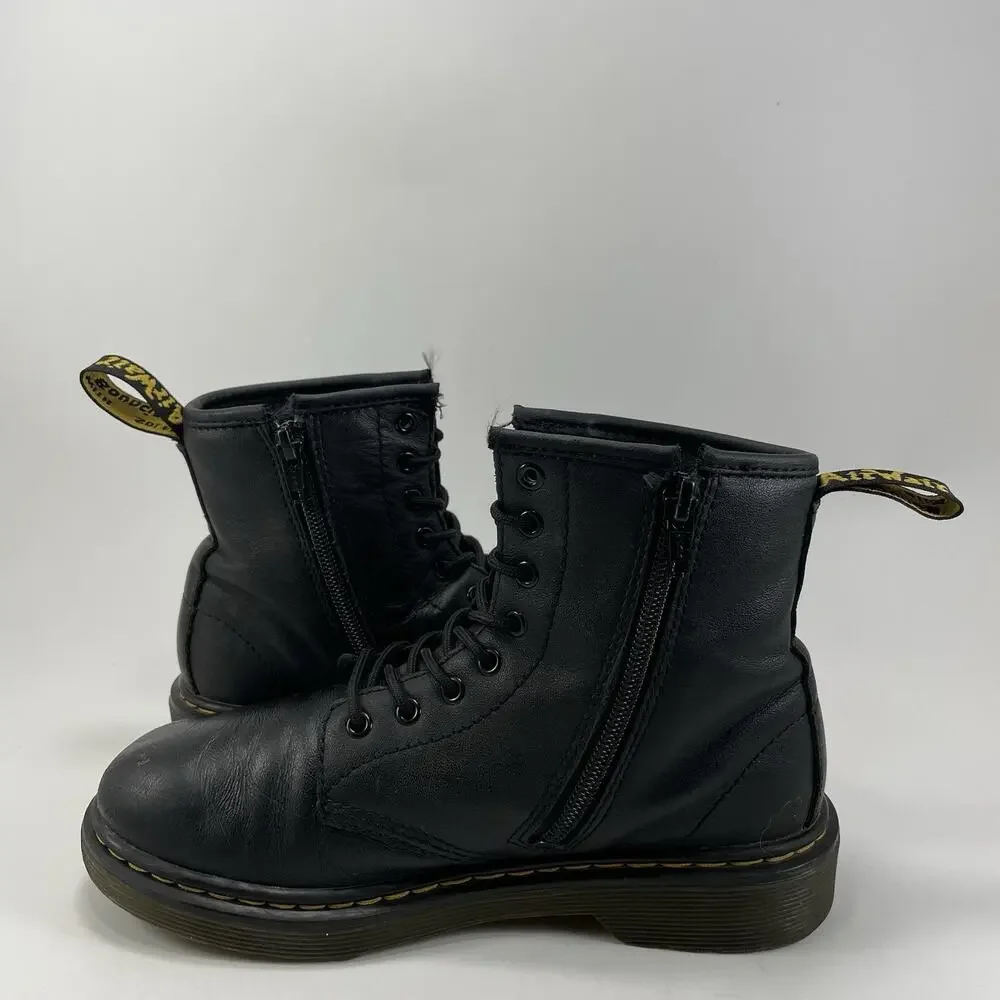 Dr Martens Docs 1460 J Combat Boots Little Girls Size 3 Black Leather Lace Up